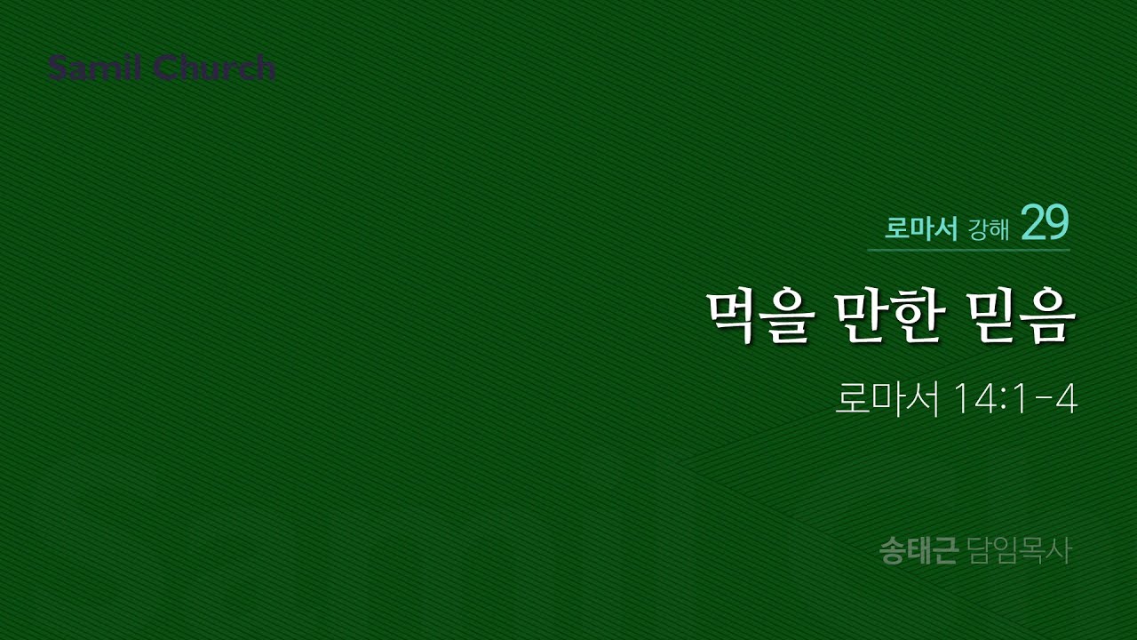 로마서 강해(29) ‘먹을 만한 믿음’ / 송태근 목사