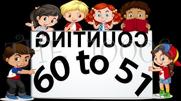 60 to 51 reverse, backward counting with English spelling written for easy learning,simple counting