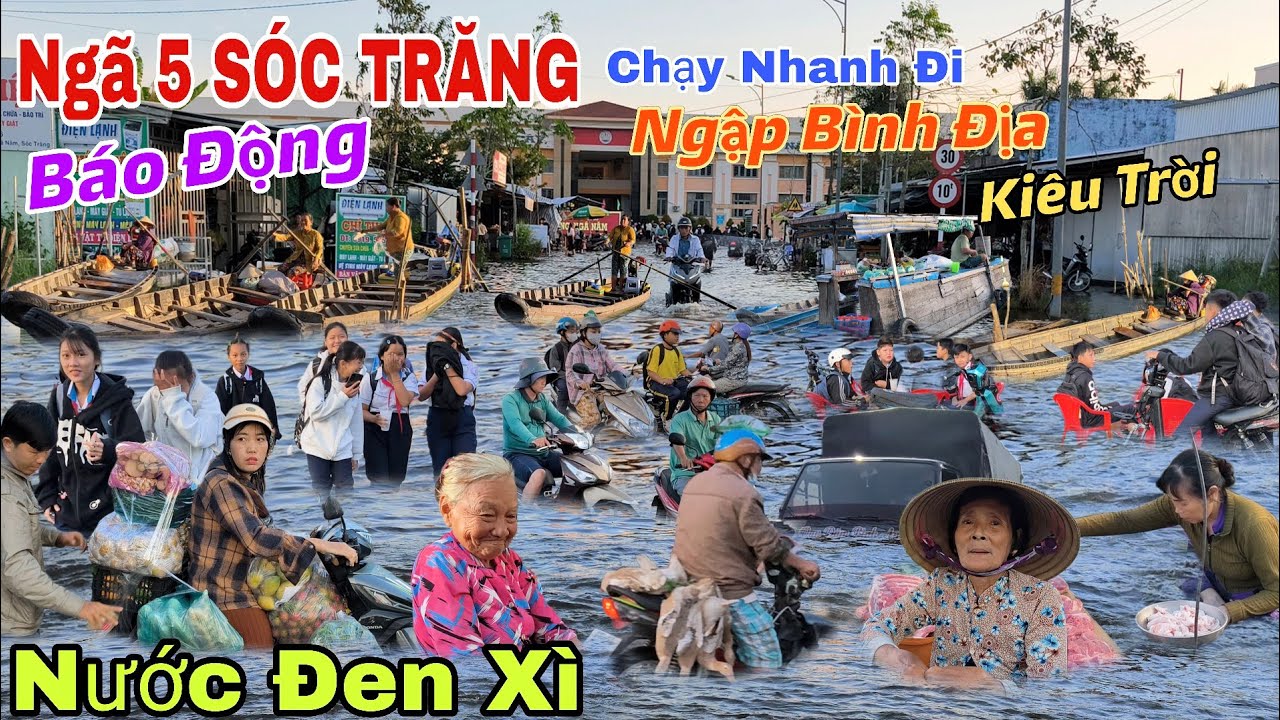 Quá Lạ: Ngã 5 Sóc Trăng Ngập Lụt Khắp Nơi Cả 100 Năm Chưa Có, Bà Con Chợ Ngã Năm Chỉ Biết Kêu Trời