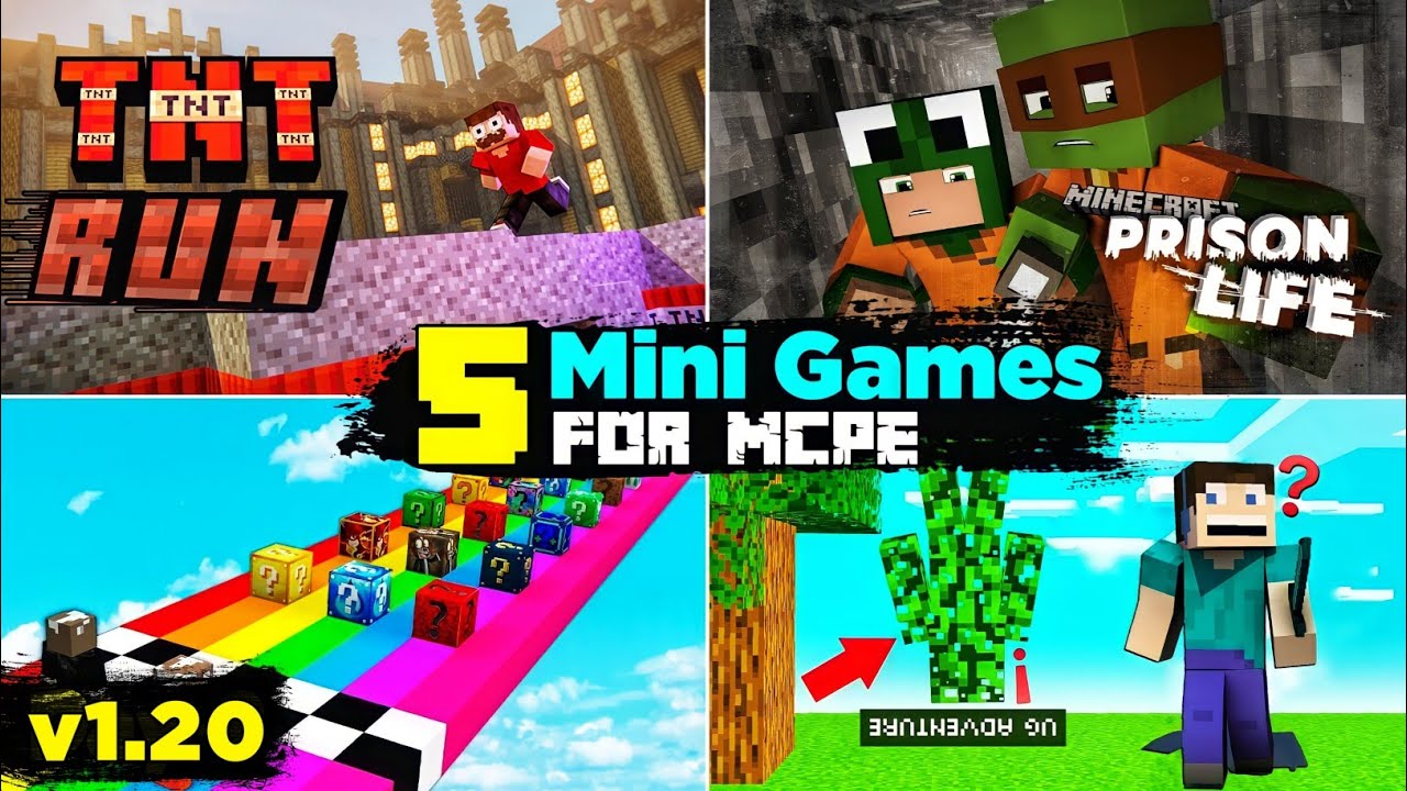 TOP 5 Best MiniGames For Minecraft PE MiniGames For MCPE YouTube