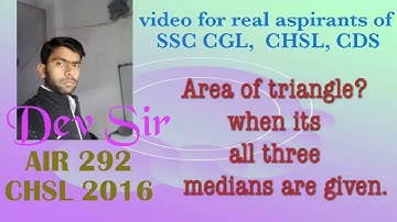 Area of triangle when its all three medians are given.