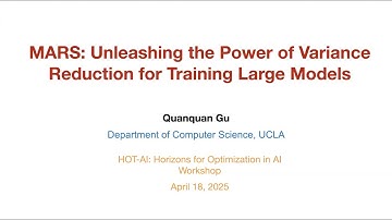 TILOS HOT-AI Workshop: Unleashing the Power of Variance Reduction for Training Large Models