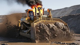 Caterpillar D11T Bulldozer Battles Extreme Mud | Engine Fire - 4K UHD