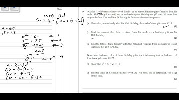 Core 1 C1 May/June 2016 Question 9 Arithmetic Sequences and Series