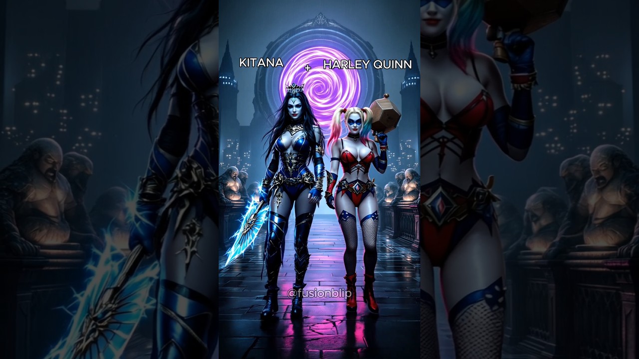 Kitana + Harley Quinn Fusion 😱👀🌪 Female Hero Fusions #harleyquinn #sailormoon #catwoman #chunli