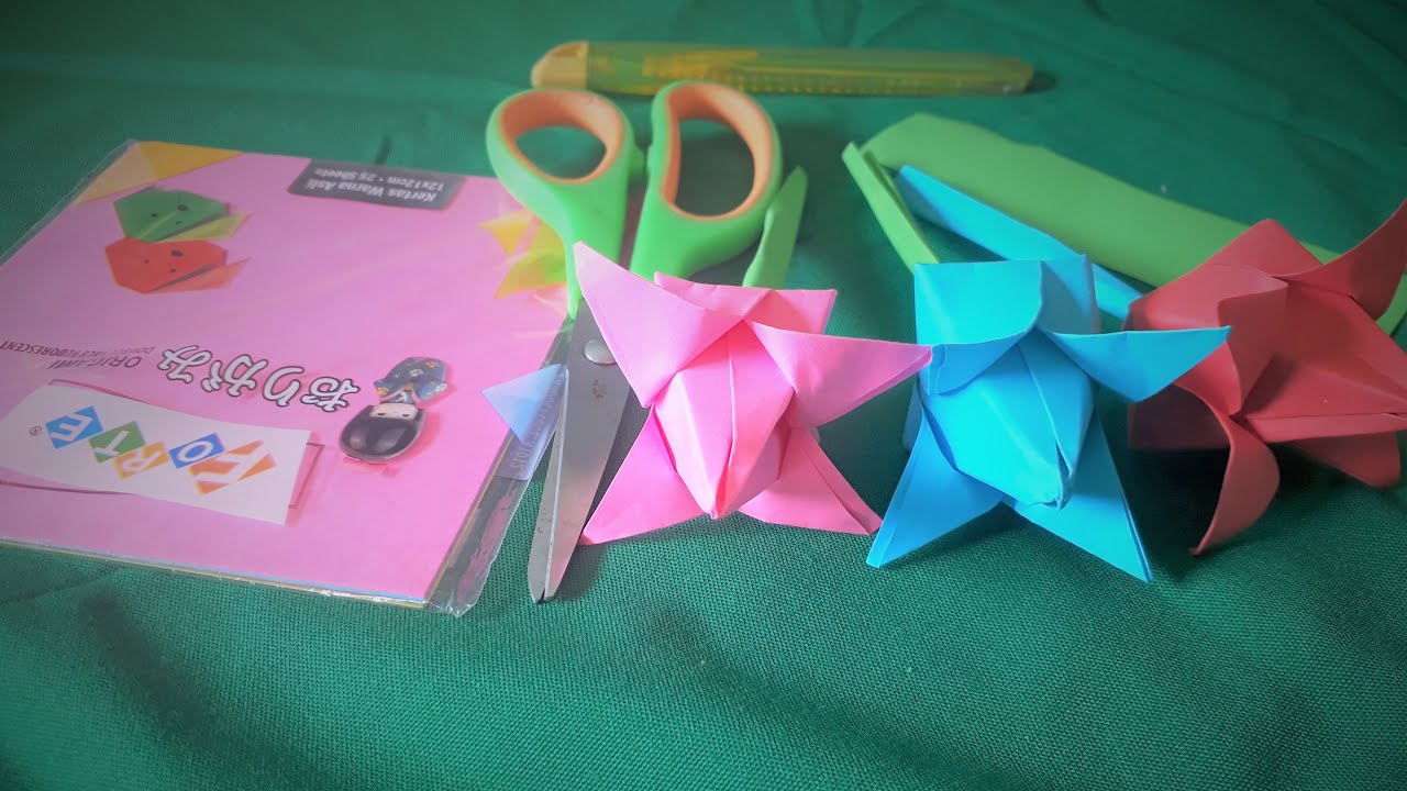 Easy origami cara  membuat  Bunga  Tulip dari  kertas  