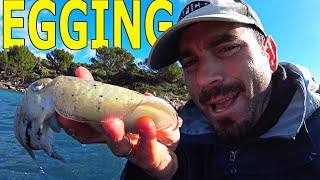 EGGING??desde KAYAK. Pesca en KAYAK de HELICE(pedales) SUPER RAPIDO