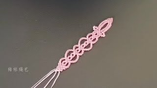 又一款镂空手绳的编绳教程上，斜卷结雀头结编织