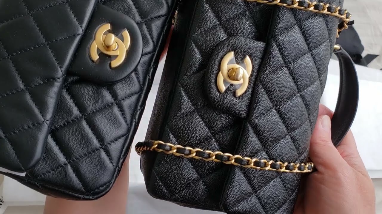 Chanel 21S TOP Handle Mini Rectangular Black Caviar COMPARISONS Classic  Pearl Crush Coco Handle - YouTube