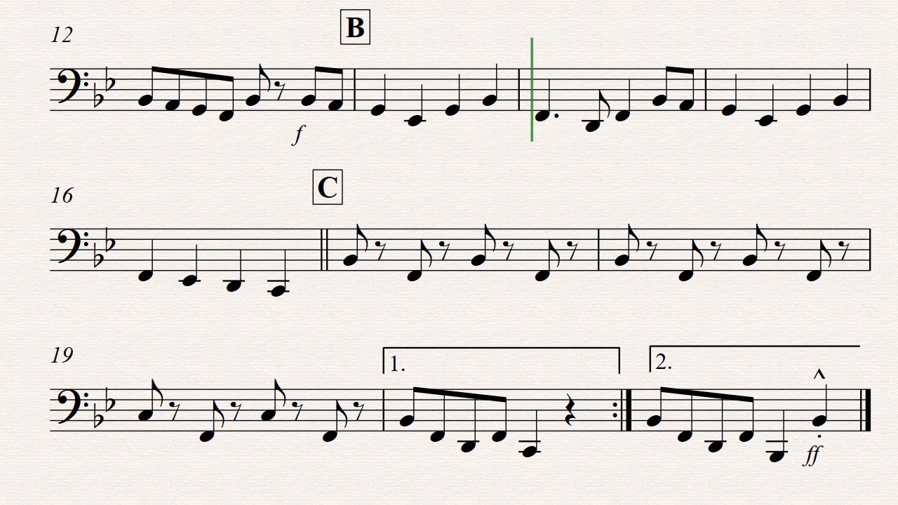 โน้ต Marine March Tuba ทูบา
