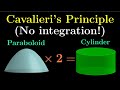 Without integration, why is the volume of a paraboloid half of its inscribing cylinder? (DIw/oI #8)