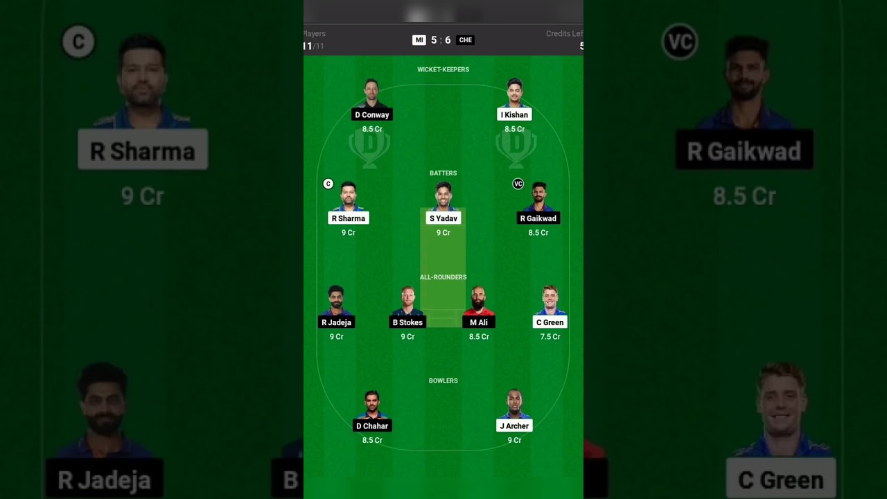 MI vs CHE Dream11 Prediction | Mumbai vs Chennai Dream11 Team 