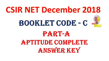 CSIR NET December 2018 CODE - C PART-A  APTITUDE COMPLETE ANSWER KEY