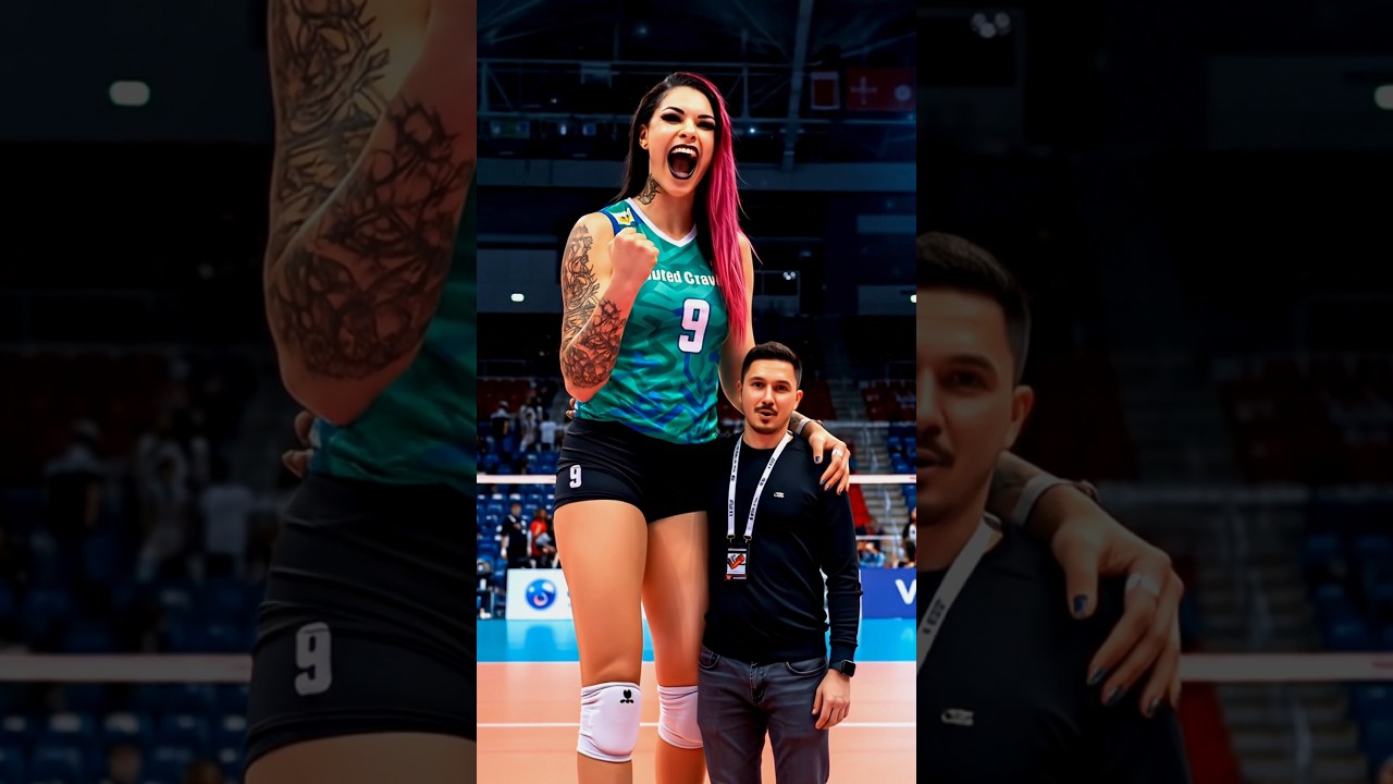 Giantess of the Court! 🤯 Tall Volleyball Girl's Unstoppable Celebration!