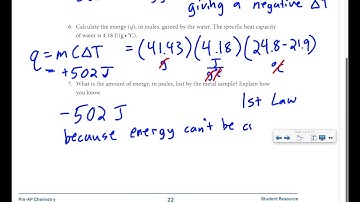 Calorimetry Lab Data and Calculations