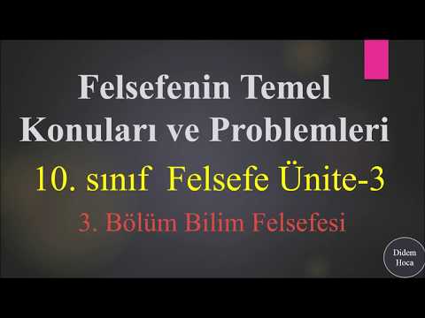 Bilim Felsefesi 10.Sınıf Felsefe 3. Ünite Felsefenin Temel Konuları ve Problemleri