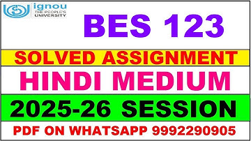 BES 123 solved assignment 2025-26 in Hindi || bes 123 solved assignment 2026 || bes123 2025-26