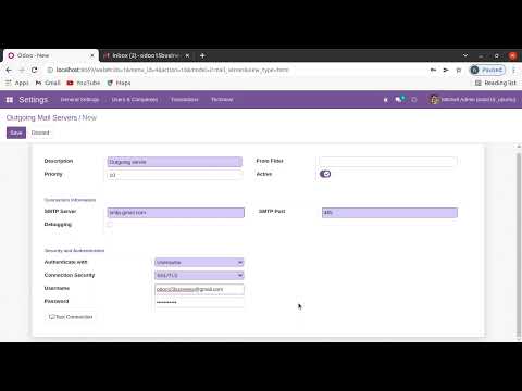Email or Gmail configuration in Odoo15