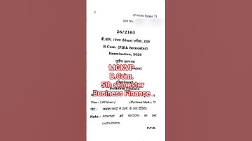 MGKVP B.Com. 5th semester Business Finance third paper major #questionpaper #bcom #mgkvp #business
