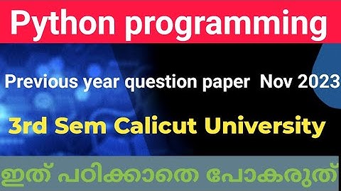 Python programming 3rd semester question paper november 2023 Calicut University