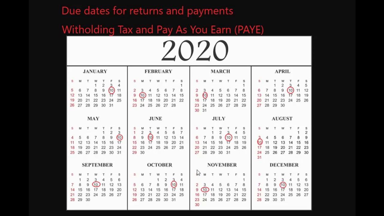 How to Avoid ZRA Penalites in 2020 Due Dates for All Tax Returns and