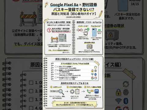 Google Pixel 8aで野村證券のパスキー登録ができない原因と対処法