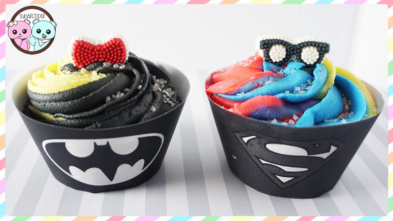 BATMAN CUPCAKES, SUPERMAN CUPCAKES, BATMAN CAKE, SUPERMAN CAKE - SUGARCODER
