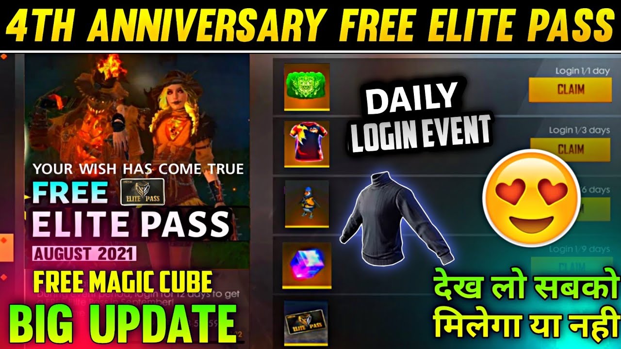 Free Elite Pass in 4th Anniversary Event | Free Fire New Event | Free Fire 4th Anniversary Event