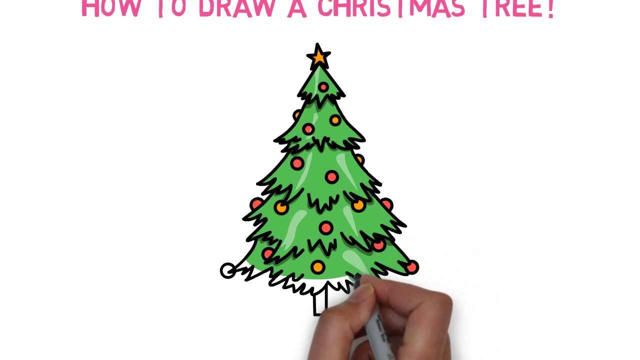 How to draw a CHRISTMAS TREE _ hướng dẫn vẽ CÂY THÔNG NOEL - Dạy bé học vẽ