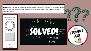 A hollow steel tube with an inside diameter of 100 mm must carry a tensile load of 400 kN.