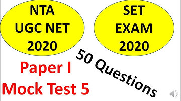UGC NTA NET/SET Exam Paper 1 Preparation. Mock Test 5