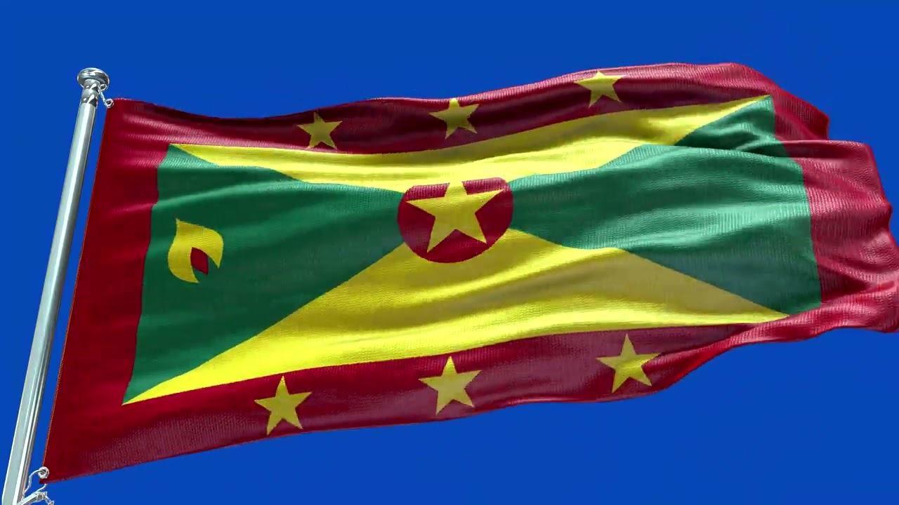 🚩Grenada  Flag Waving | GREEN SCREEN & CHROMA MATTE🚩
