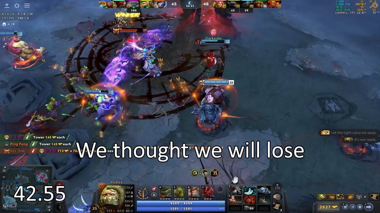 Pudge Hard support luna safelane, 7.39c Dota 2 Gameplay 98