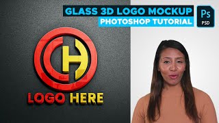 Glass 3D Logo Mockup on Black Wall - Adobe Photoshop Tutorial