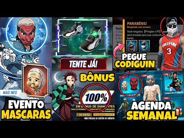 URGENTE!! PRÓXIMO CÓDIGO INFINITO, SKINS DO MUNDIAL GRÁTIS, EVENTO DEMON  SLAYER E MAIS - FREE FIRE 