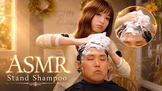 ASMR】極上の癒やしから高速の乱れ撃ちへ！多種多様な道具で攻めるスタンドシャンプー＆肩マッサージ💆‍♂️🫧
