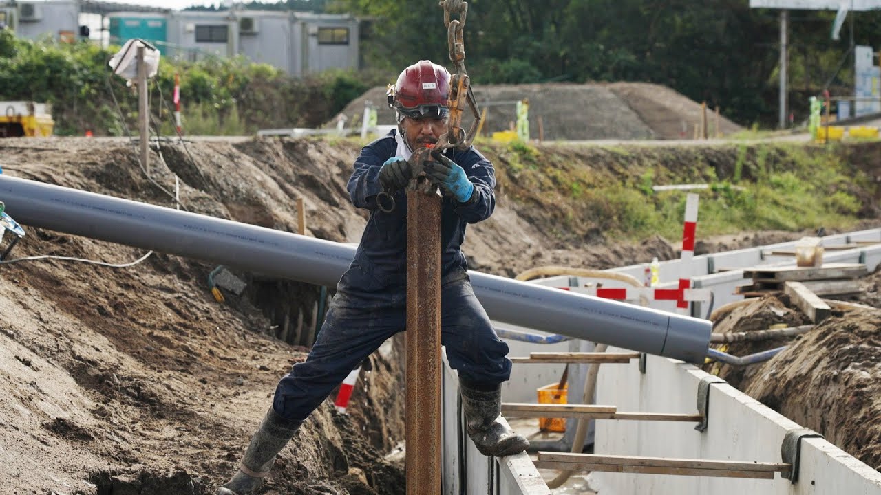 全長100m 大型排水フリューム設置  #建設業 #土木