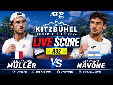 Video Alexandre Muller vs Mariano Navone LIVE SCORE TENNIS ATP KITZBUHEL AUSTRIA OPEN 2026 | R32