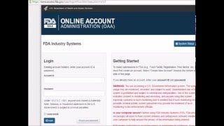 FDA - SID  Industry   -  food products registration   systems