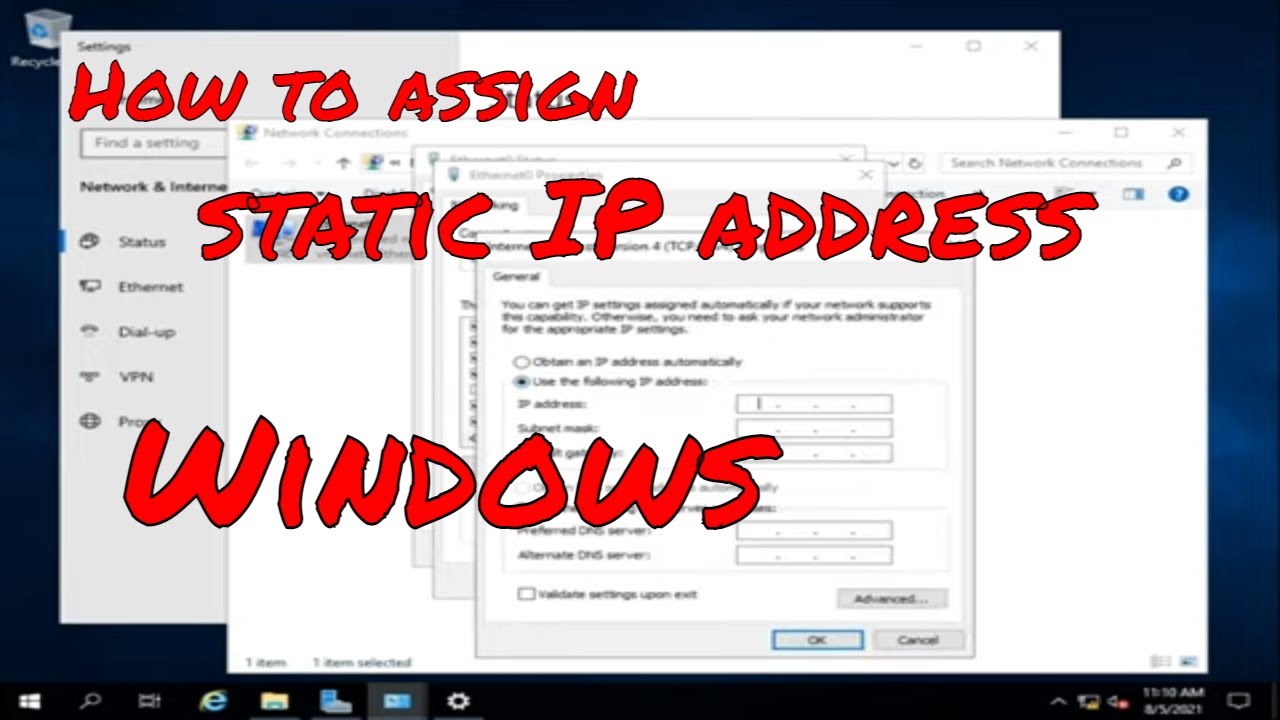 How to Assign a Static IP Address in Windows 10 | Step by Step - YouTube