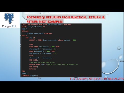 POSTGRESQL RETURING FRON FUNCTION, RETURN  & RETURN NEXT EXAMPLES