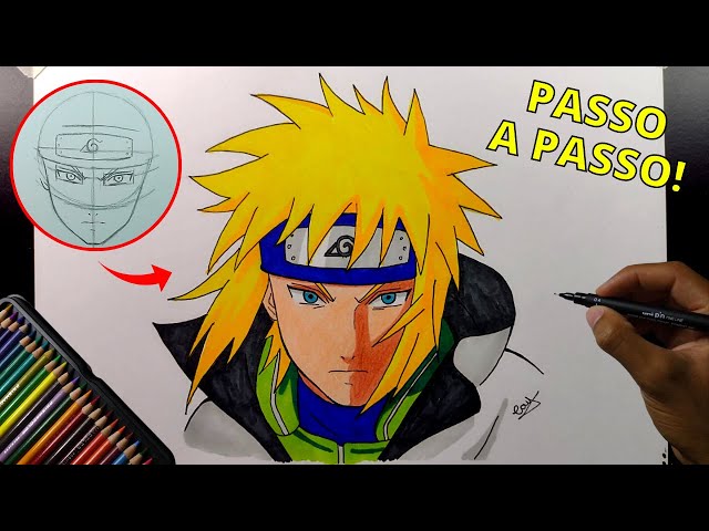 Como desenhar o MINATO NAMIKAZE (Naruto) passo a passo, fácil e rápido 