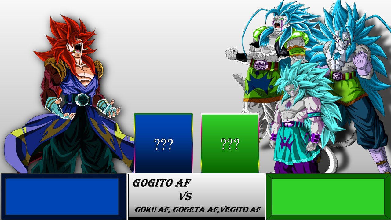 Gogito AF Vs Gogeta AF Vegito AF Goku AF Power Level YouTube