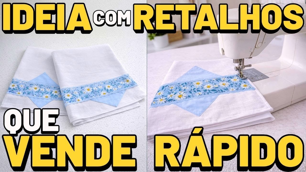 Barrado em TECIDO com RETALHOS para Pano de Prato FÁCIL de Fazer Vende Rápido