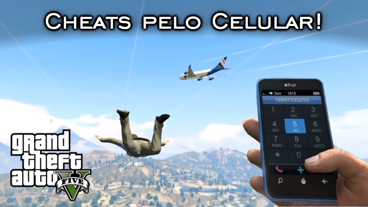 GTA V Nova Geração - Cheats no Celular e caindo do céu em primeira