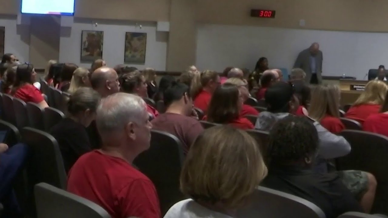newspaper mockup Teachers speak to district officials after voting down new contract in Orange County