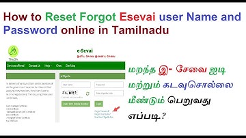 #esevai How to Reset Forgot Esevai user Name and Password online in Tamilnadu