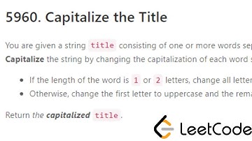 5960. Capitalize the Title (LeetcodeProblem)