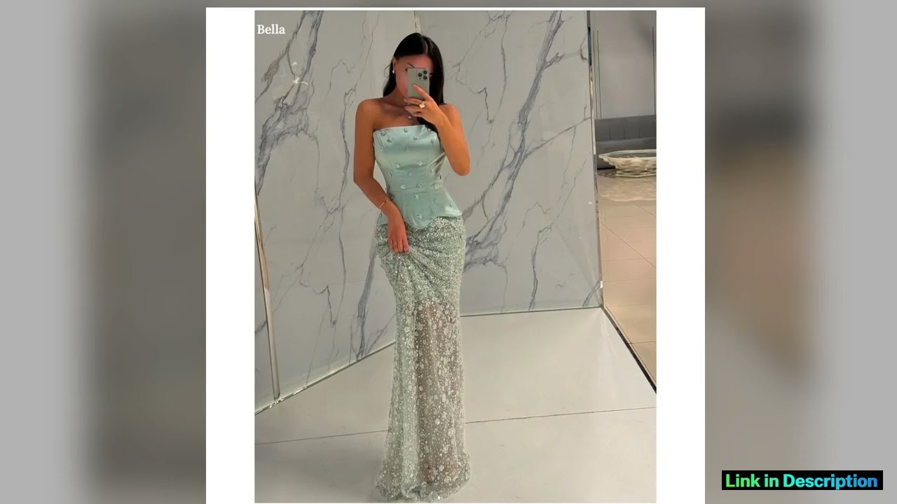 Bella Customize Green Beaded Mermaid robes de soire Strapless Sleeveless Prom Dresses FloorLength P