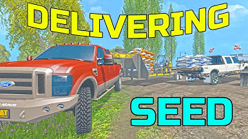 FARMING SIMULATOR 2015 | HAULING SEED IN TRUCK BED AND TRAILER | F-250